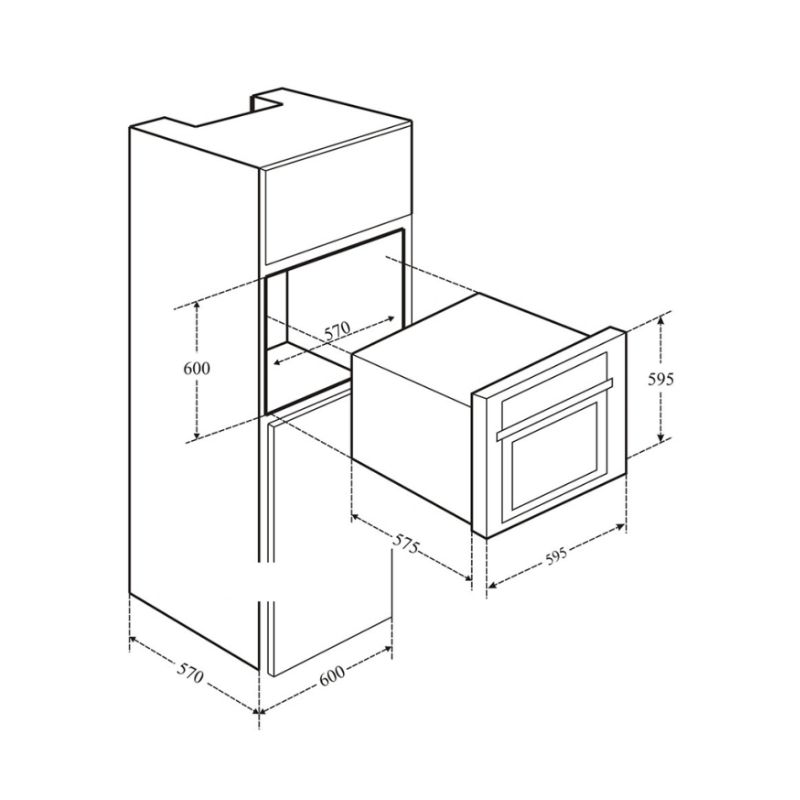 Kích thước lò nướng âm tủ Eurosun EOV65DE Kích thước lò nướng âm tủ Eurosun EOV65DE