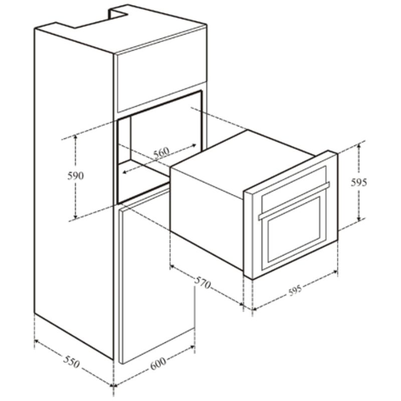 Kích thước lò nướng Kocher KOEU-68S08F Kích thước lò nướng Kocher KOEU-68S08F
