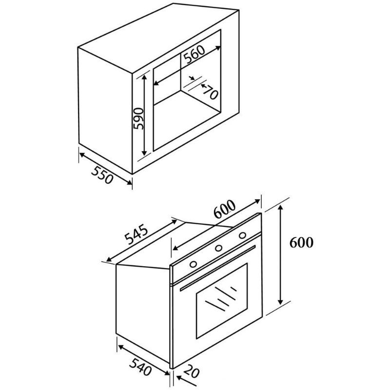 Kích thước lò nướng Malloca EB 8B16 Kích thước lò nướng Malloca EB 8B16