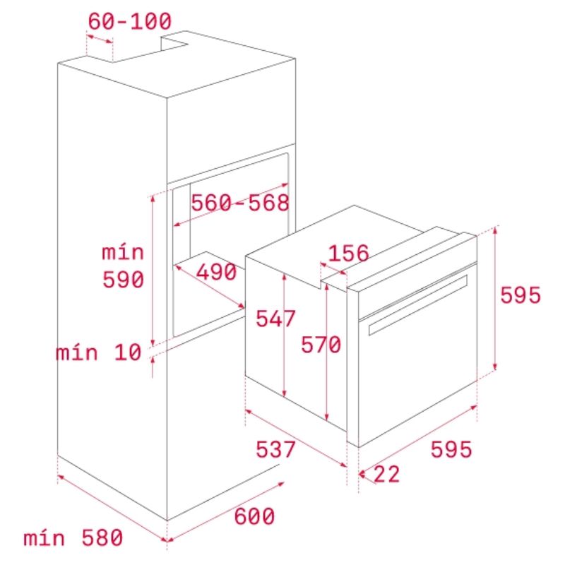 Kích thước lò nướng Teka HBB 720 Kích thước lò nướng Teka HBB 720