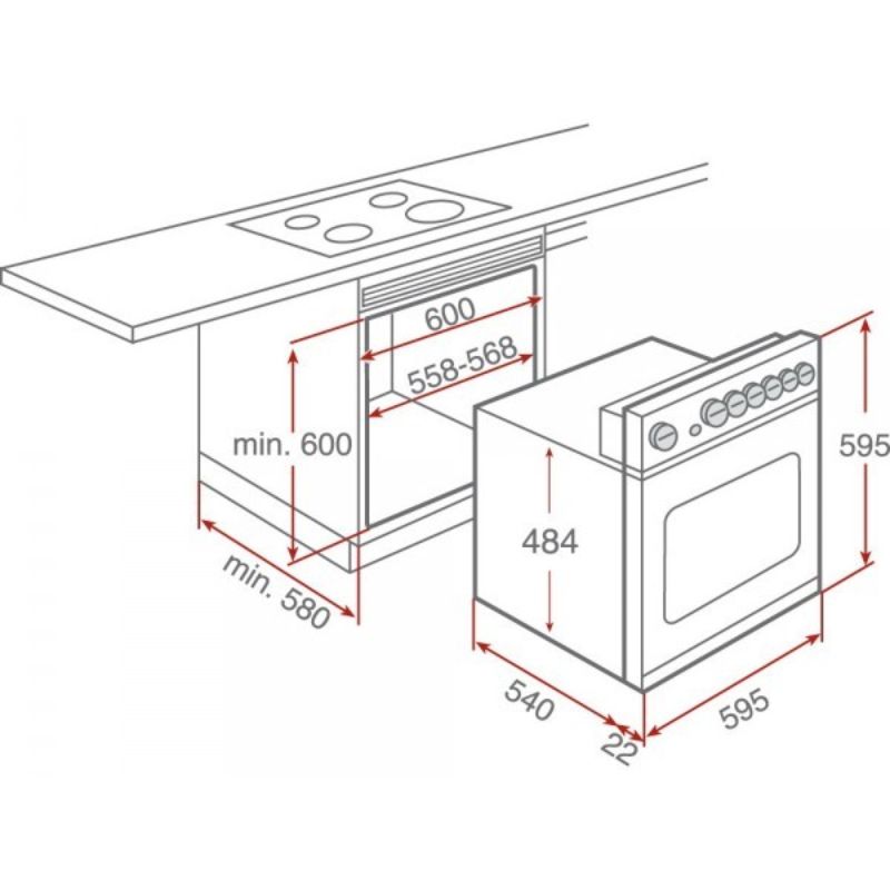 Kích thước lò nướng Teka HE 615 Kích thước lò nướng Teka HE 615