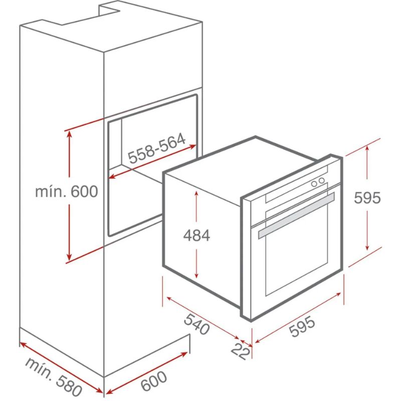 Kích thước lò nướng Teka HLB 840 WHITE Kích thước lò nướng Teka HLB 840 WHITE