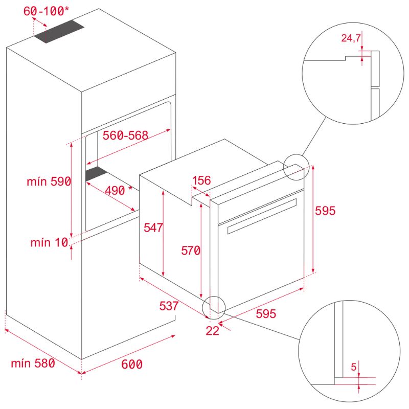 Kích thước lò nướng Teka IOVEN Kích thước lò nướng Teka IOVEN