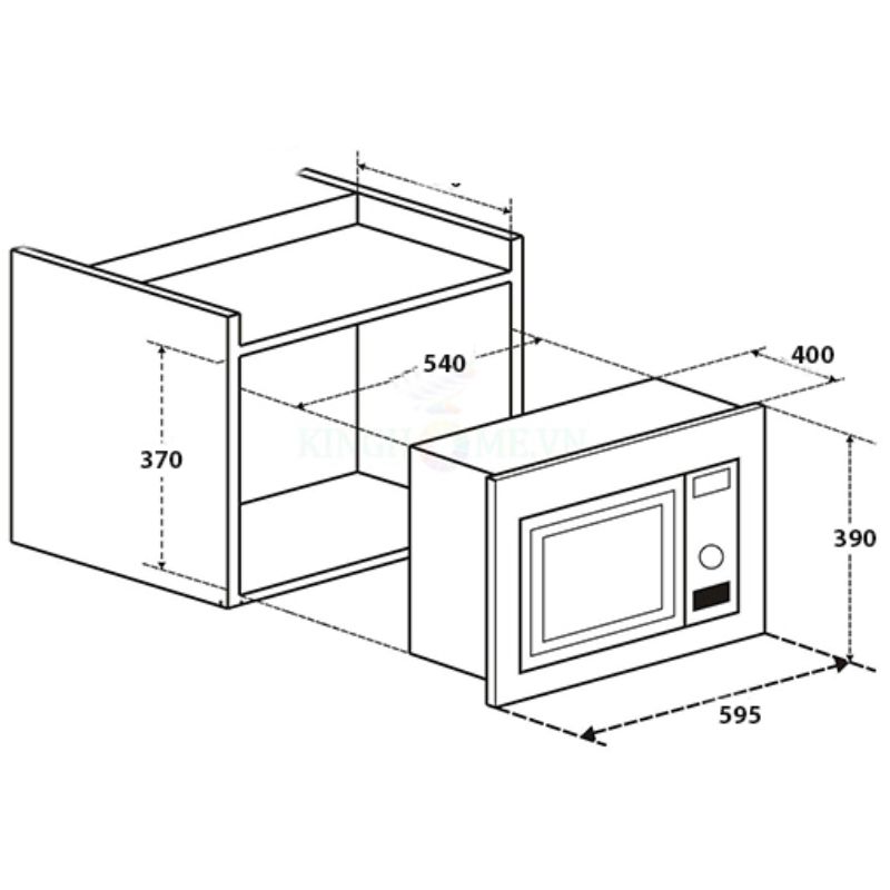 Kích thước lò Vi Sóng Chefs EH-MW801S Kích thước lò Vi Sóng Chefs EH-MW801S