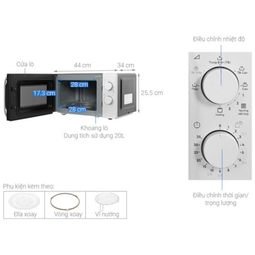 Lò Vi Sóng Electrolux EMG20K38GB 3 Kích Thước Lò Vi Sóng Electrolux EMG20K38GB