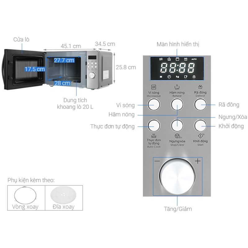 Kích thước lò vi sóng Electrolux EMM20D38GB Kích thước lò vi sóng Electrolux EMM20D38GB