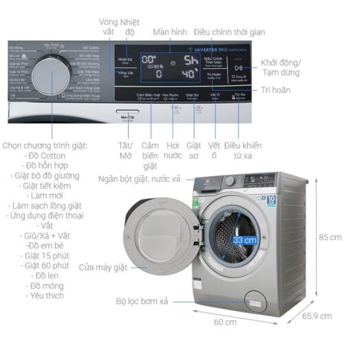 Máy giặt Electrolux EWF1142BESA 5 Kích thước máy giặt Electrolux EWF1142BESA