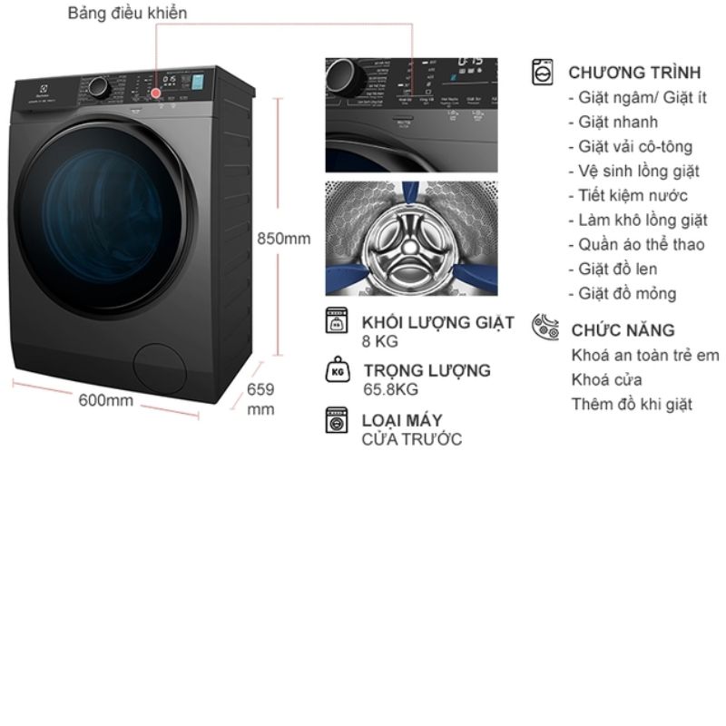 Kích Thước Máy Giặt Electrolux EWF8024P5SB Kích Thước Máy Giặt Electrolux EWF8024P5SB