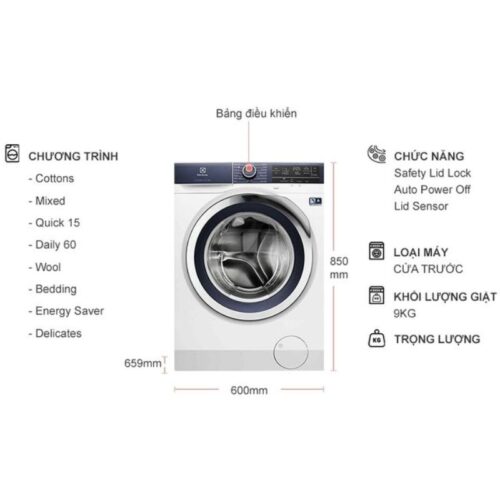 Máy giặt Electrolux EWF9023BDWA 5 Kích thước máy giặt Electrolux EWF9023BDWA