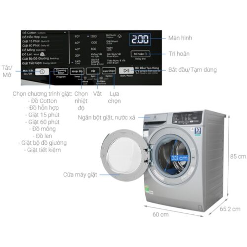 Máy giặt Electrolux EWF9025BQSA 6 Kích thước máy giặt Electrolux EWF9025BQSA