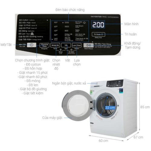 Máy giặt Electrolux EWF9025BQWA 6 Kích thước máy giặt Electrolux EWF9025BQWA