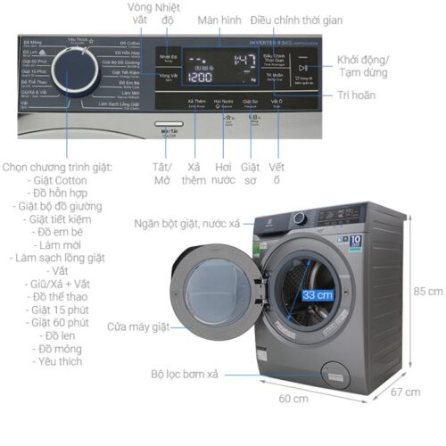 Máy giặt Electrolux EWF9523ADSA 6 Kích thước máy giặt Electrolux EWF9523ADSA