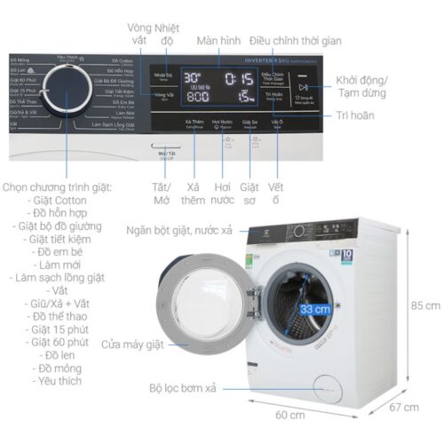 Máy giặt Electrolux EWF9523BDWA 6 Kích thước máy giặt Electrolux EWF9523BDWA