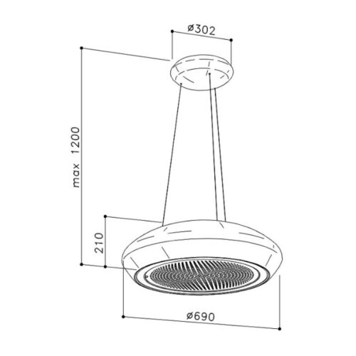 Máy hút đảo treo cáp Dudoff - Moon W (HDI-S01W) 3 Kích thước máy hút đảo treo cáp Dudoff - Moon W (HDI-S01W)