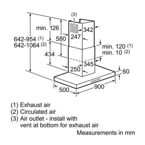 Máy hút khói khử mùi Bosch DWB097E50 5 Kích thước máy hút khói khử mùi Bosch DWB097E50