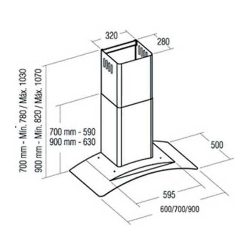 Kích thước máy hút khói khử mùi Cata GAMMA GLASS 60 Kích thước máy hút khói khử mùi Cata GAMMA GLASS 60