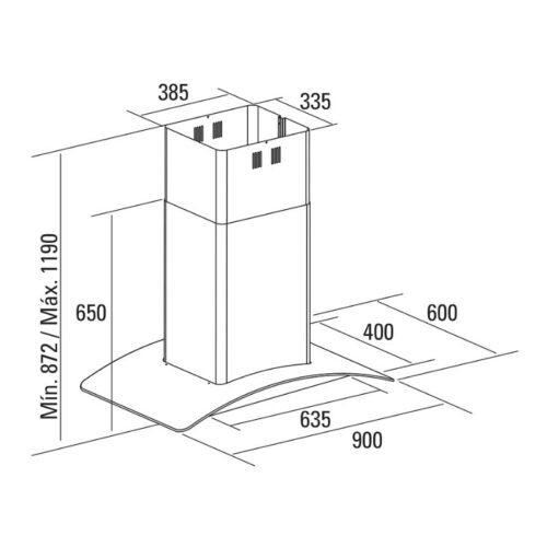 Máy hút khói khử mùi Cata GAMMA GLASS 90 4 Kích thước máy hút khói khử mùi Cata GAMMA GLASS 90