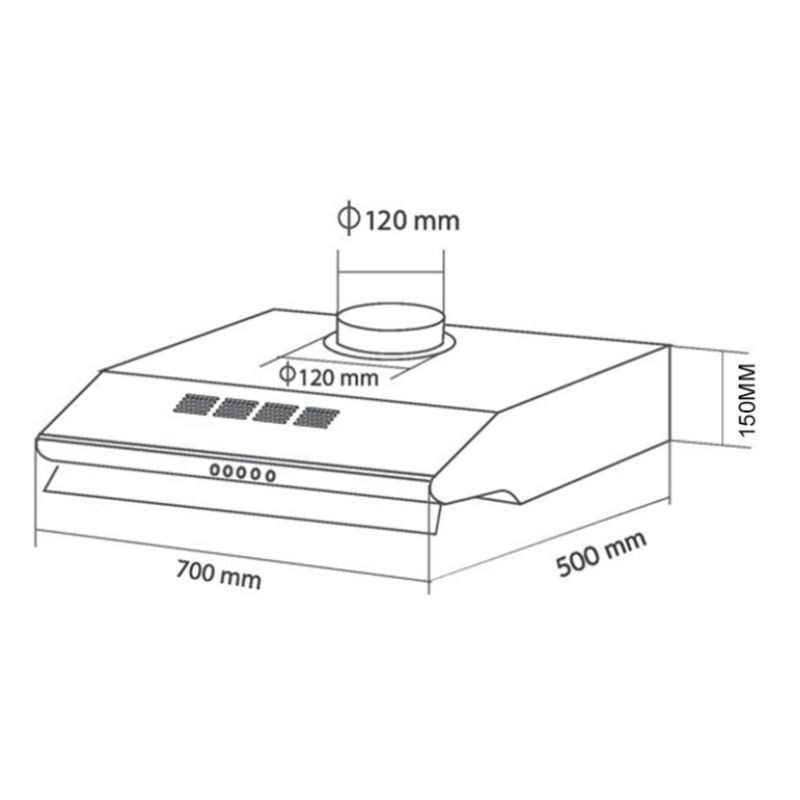Kích thước máy hút khử mùi âm tủ Eurosun EH-70C05D Kích thước máy hút khử mùi âm tủ Eurosun EH-70C05D