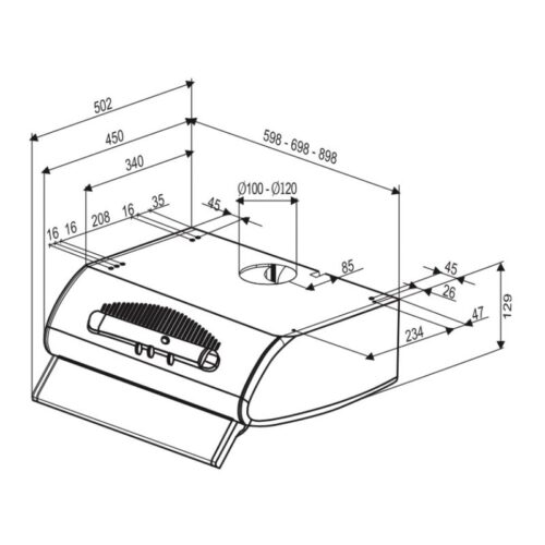Máy hút khử mùi Faber FB Millennio 70 3 Kích thước máy hút khử mùi Faber FB Millennio 70