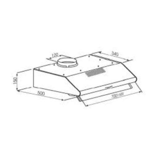 Máy hút khử mùi Kocher K-6060I 60cm 3 Kích thước máy hút khử mùi Kocher K-6060I 60cm