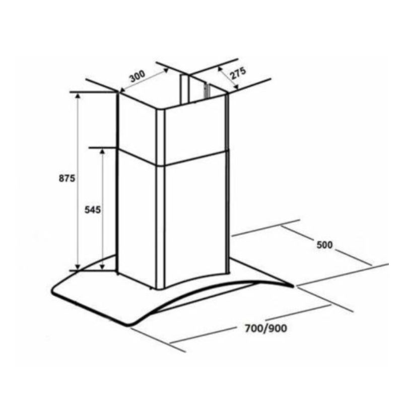Kích thước máy hút khử mùi Kocher K-8370 70cm Kích thước máy hút khử mùi Kocher K-8370 70cm