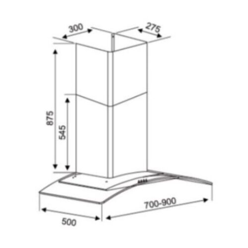 Máy hút khử mùi Kocher K-8870 70cm 3 Kích thước máy hút khử mùi Kocher K-8870 70cm