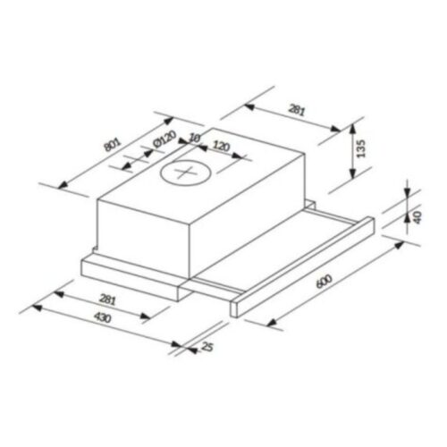 Máy hút mùi âm tù telescopic 90cm Rosieres RHT9324 IN 3 Kích thước máy hút mùi âm tù telescopic 90cm Rosieres RHT9324 IN
