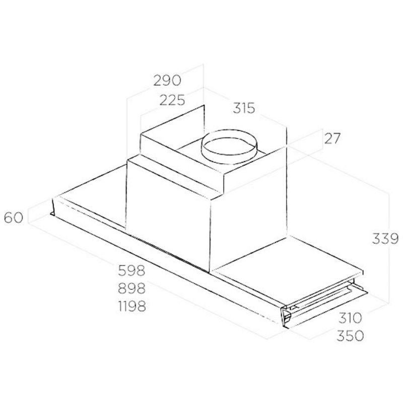 Kích thước máy hút mùi Elica BOX IN PLUS IXGL/A/90 Kích thước máy hút mùi Elica BOX IN PLUS IXGL/A/90