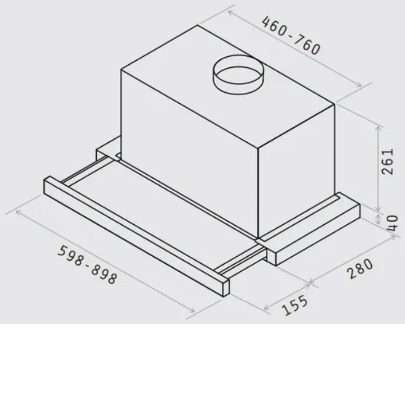 Kích thước máy hút mùi Elica ELITE26 IX/A/60 Kích thước máy hút mùi Elica ELITE26 IX/A/60