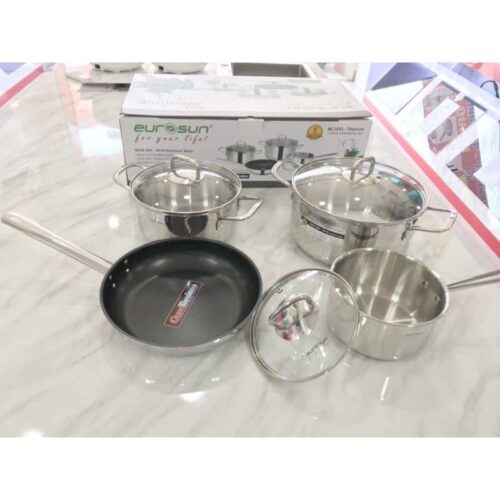 Bộ nồi inox Eurosun MC1603 Titanium 4 Ảnh thực tế Bộ nồi inox Eurosun MC1603 Titanium