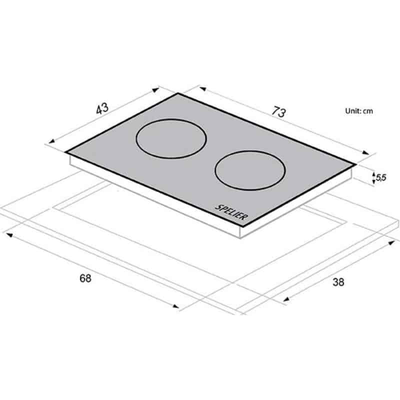 Kích thước của BẾP TỪ ĐÔI SPELIER SPM – 928I PLUS Kích thước của BẾP TỪ ĐÔI SPELIER SPM – 928I PLUS