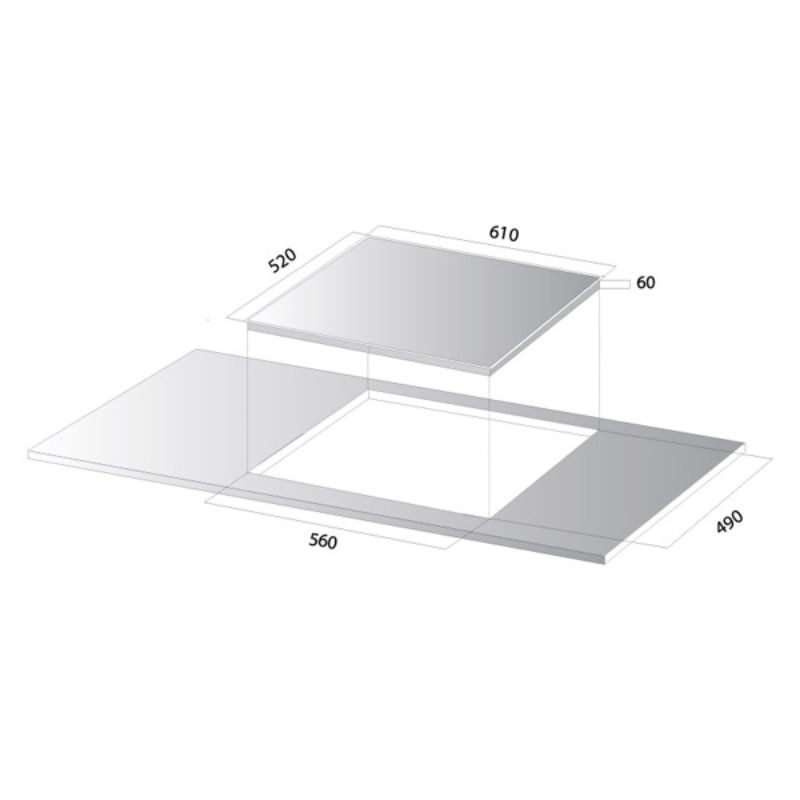 Kích thước bếp từ Kocher DI-866GE Kích thước bếp từ Kocher DI-866GE