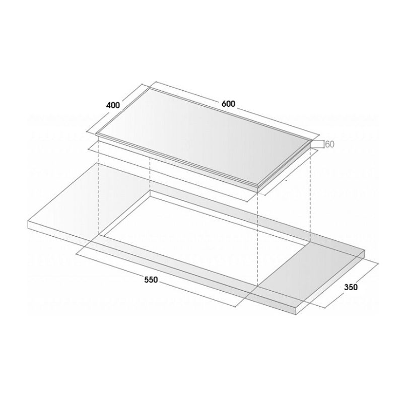 Kích thước bếp từ Sevilla SV-130T Kích thước bếp từ Sevilla SV-130T