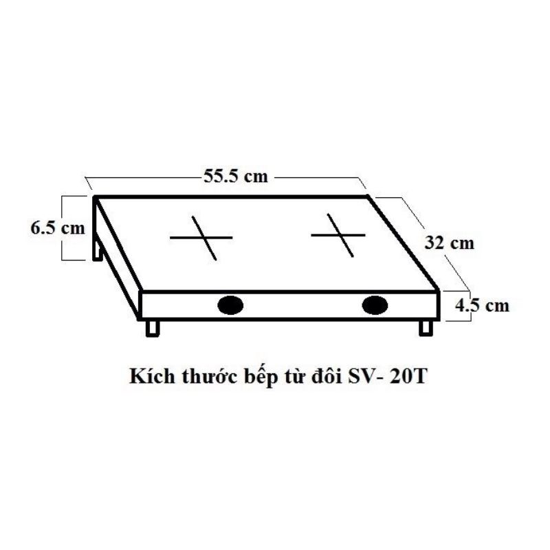 Kích thước bếp từ Sevilla SV-20T Kích thước bếp từ Sevilla SV-20T