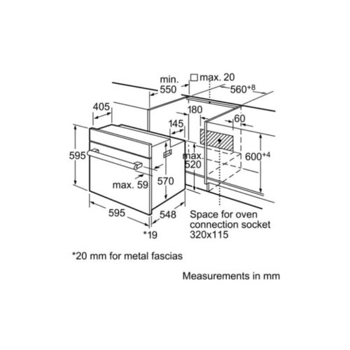LÒ NƯỚNG BOSCH HBN531E0 3 Kích thước lÒ NƯỚNG BOSCH HBN531E0