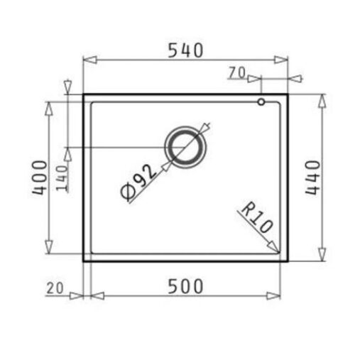 Chậu đá BOSCH PYRAGRANITE TETRAGON (70X40) 1B 3 Kích thước chậu đá BOSCH PYRAGRANITE TETRAGON (70X40) 1B