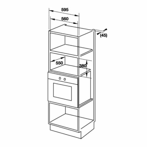 Lò vi sóng kết hợp nướng âm tủ Hafele HM-B38C 538.01.111 3 Kích thước Lò vi sóng kết hợp nướng âm tủ Hafele HM-B38C 538.01.111