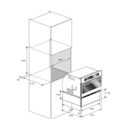 Lò hấp nướng Sous Vide Rosieres RSO 450 SV 3 Kích thước lò hấp nướng combi Rosieres RFVS58OX