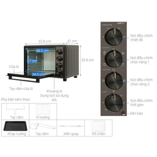 Lò Nướng để Bàn Electrolux EOT4022XFG 3 Kích thước lò Nướng để Bàn Electrolux EOT4022XFG