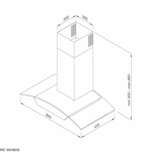 Máy hút khói khử mùi Malloca MC 9018HS 3 Kích thước máy hút khói khử mùi Malloca MC 9018HS