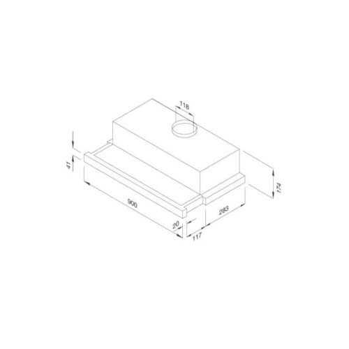 Kích thước máy hút mùi âm tủ MALLOCA K1509