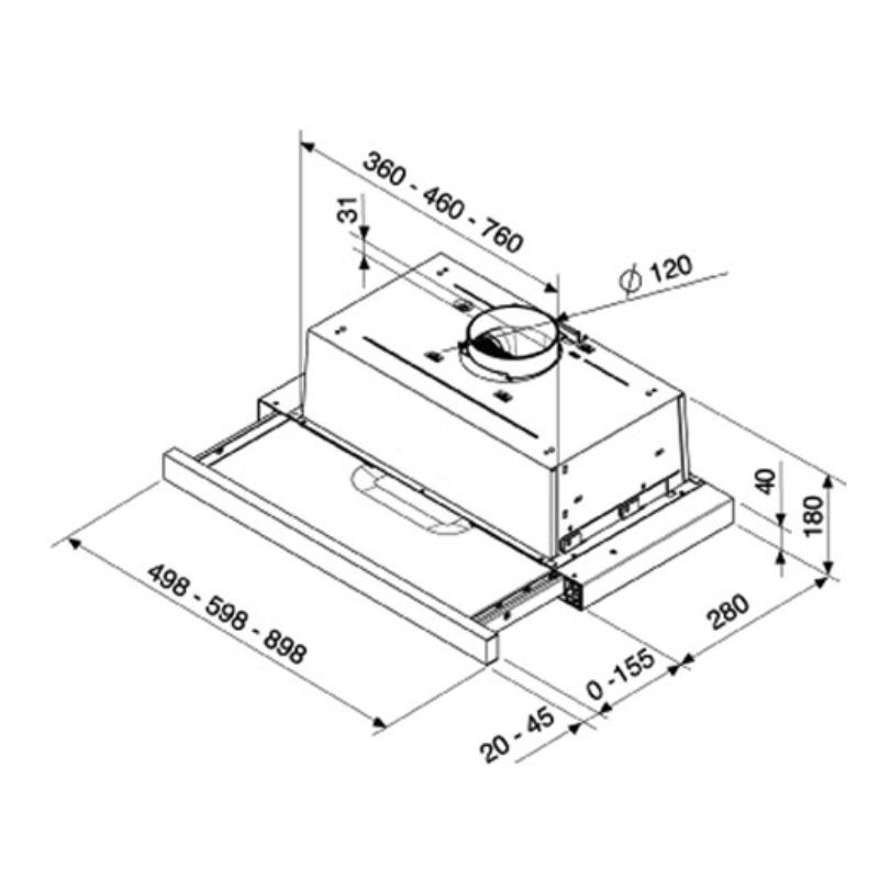 Kích thước máy hút mùi Brandt AT1346X Kích thước máy hút mùi Brandt AT1346X