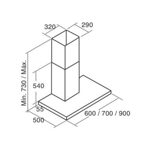 Máy hút mùi Cata S PLUS 600 X 5 Kích thước máy hút mùi Cata S PLUS 600 X