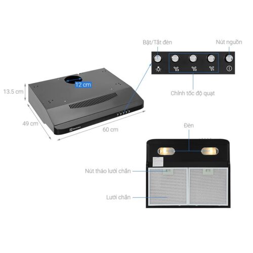 Máy hút mùi Electrolux EFT6032K 3 Kích thước máy hút mùi Electrolux EFT6032K