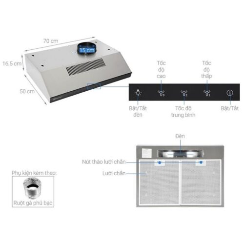 Máy hút mùi Electrolux ERF726SBA (Touch) 3 Kích thước máy hút mùi Electrolux ERF726SBA (Touch)