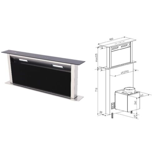 Máy hút mùi Kocher Tesla CXW-199DW 3 Kích thước máy hút mùi Kocher Tesla CXW-199DW