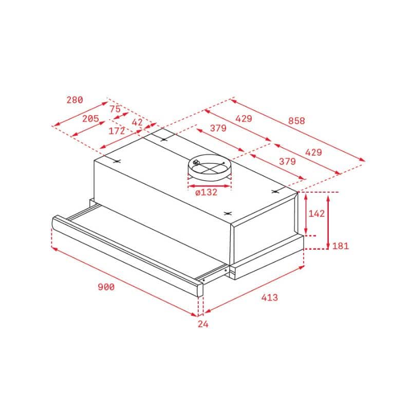 Kích thước của Máy hút mùi Teka TLR2 92 SS Kích thước của Máy hút mùi Teka TLR2 92 SS