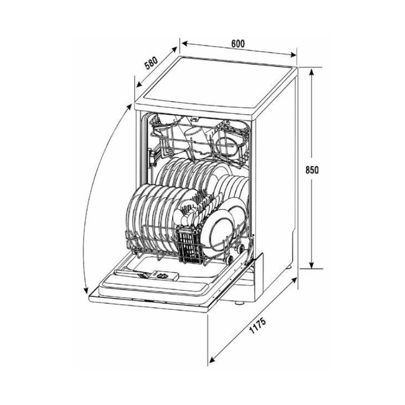 Kích thước máy rửa bát Malloca WQP12-9242A Kích thước máy rửa bát Malloca WQP12-9242A