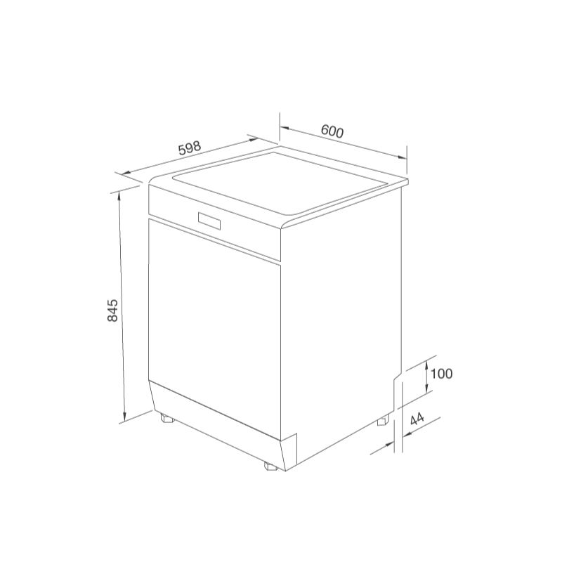 Kích thước máy rửa bát Malloca WQP12-J7223A Kích thước máy rửa bát Malloca WQP12-J7223A