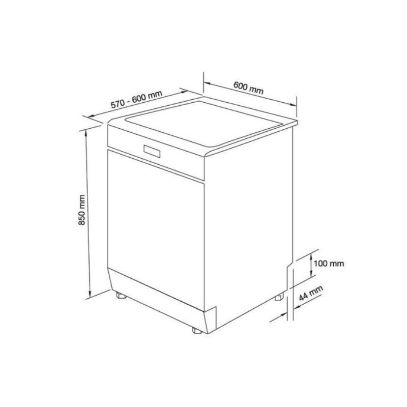 Kích thước máy rửa bát Malloca WQP12-J7225 Kích thước máy rửa bát Malloca WQP12-J7225